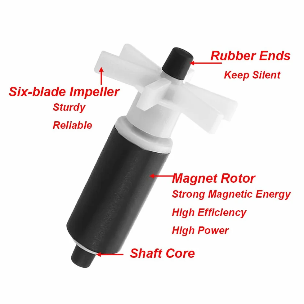 Set di 2 turbine per rotore per pompa sommergibile, turbina per pompa dell'acqua, guarnizione libera, filtro magnetico ad alta efficienza, turbina per rotore dell'acquario, resistente all'usura e a