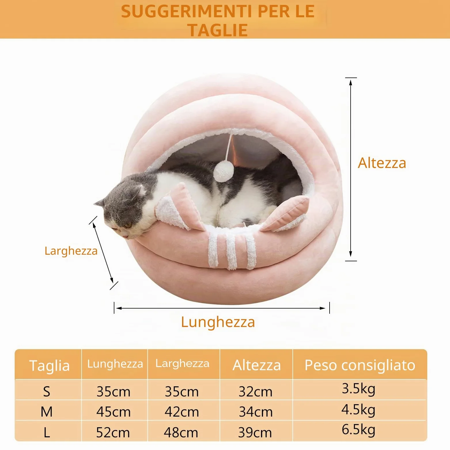 PETCUTE Cuccia per Gatti,Letto per Cani,Caldo Morbido Peluche Cuccia Gatto Cane per Grande Media Piccola Cani e Gatti,Lavabile Cuscino Letto di Gatto con Fondo Antiscivolo