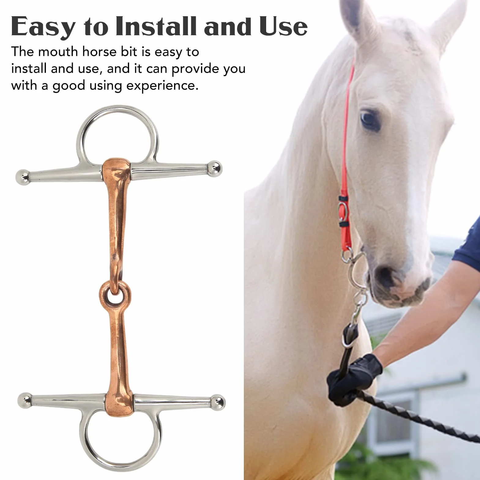 KIMISS Filetto per Cavallo Filetto a Guancia Intera Inglese Filetto a Guancia Intera per Cavallo Filetto Ad Anello in Acciaio Inossidabile per Accessori per Cavalli da Esterno 125Mm