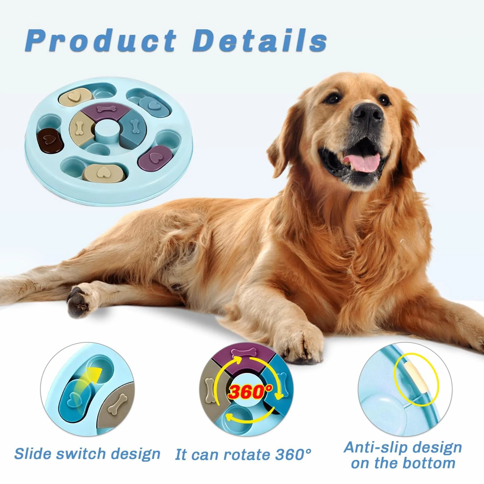 Gioco Interattivo per Cani,Giochi Educativi per Cani,Giochi Interattivi per Canis,Treat Dispenser Giocattolo Interattivo per l'allenamento del QI e I'arricchimento Mentale, Per Premi,Addestram