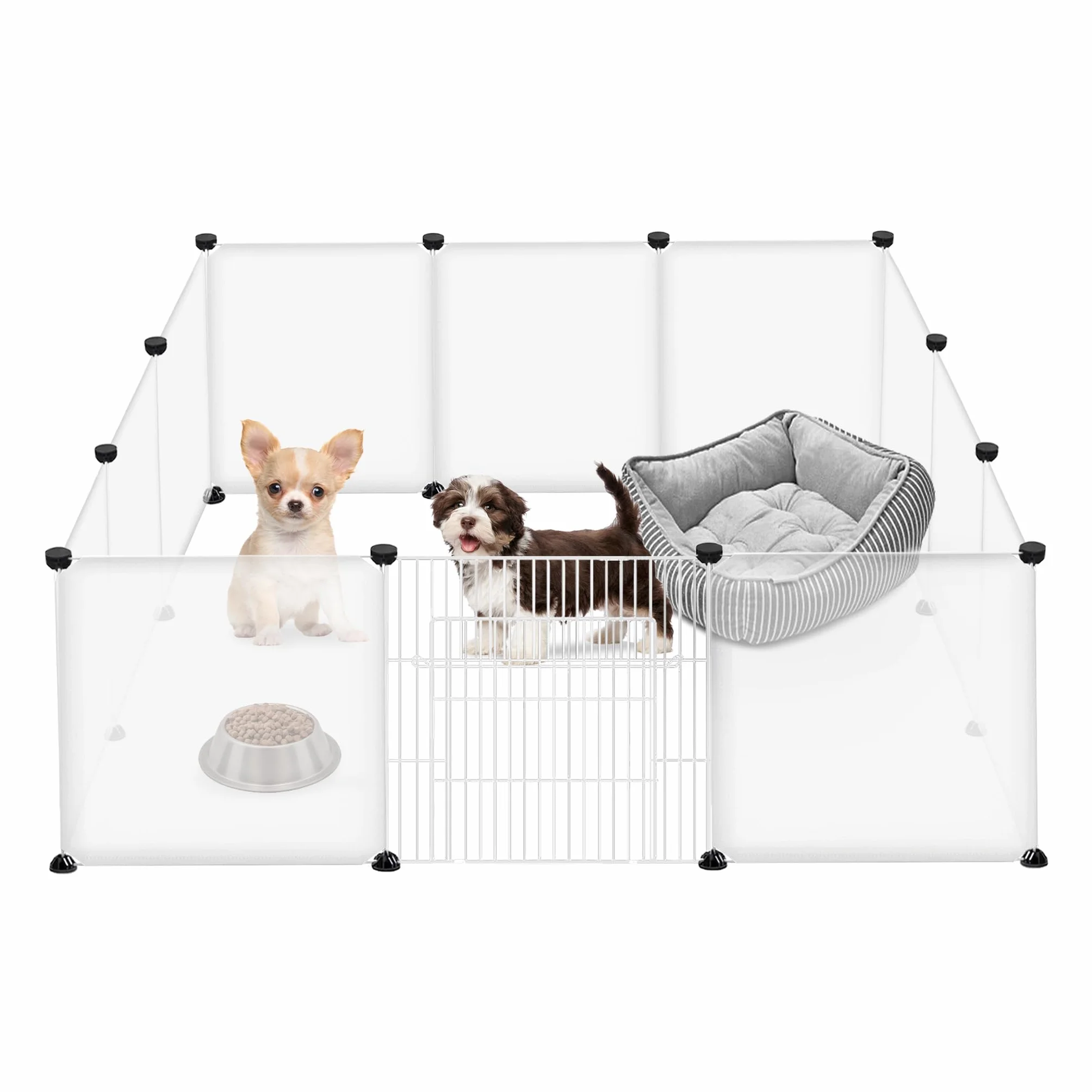 Recinto per piccoli animali in rete metallica 145x75x48 cm trasparente