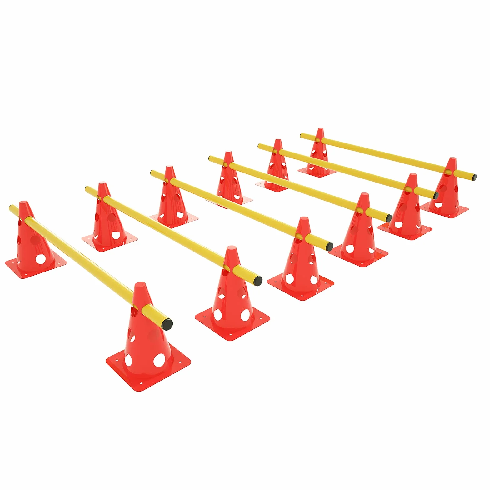 UISEBRT Set di 6 ostacoli da allenamento per bambini, con 12 coni e 6 aste di agilità, per allenare la coordinazione per bambini, cani, squadra, calcio, coni multifunzionali