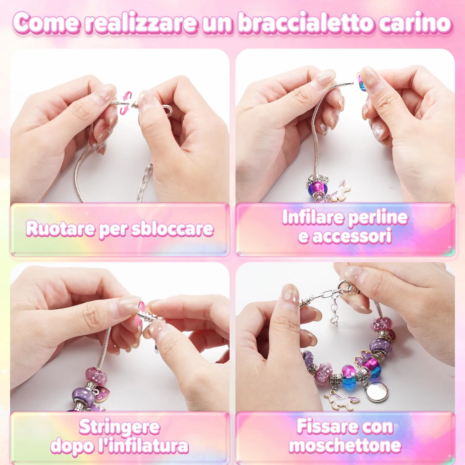 BIIB Regalo Bambina Unicorno Kit Braccialetti Fai Da Te Perline Calendario Avvento 5-10 Anni