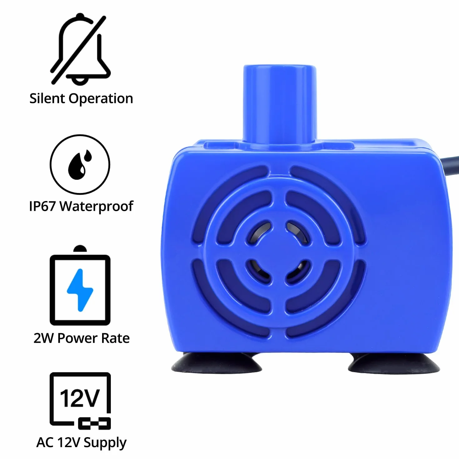 QWORK® Pompa per Fontanella per Gatti 12 V CA 2 W, Pompa Acquario a Bassa Rumorosità, Basso Consumo, Parti Removibili