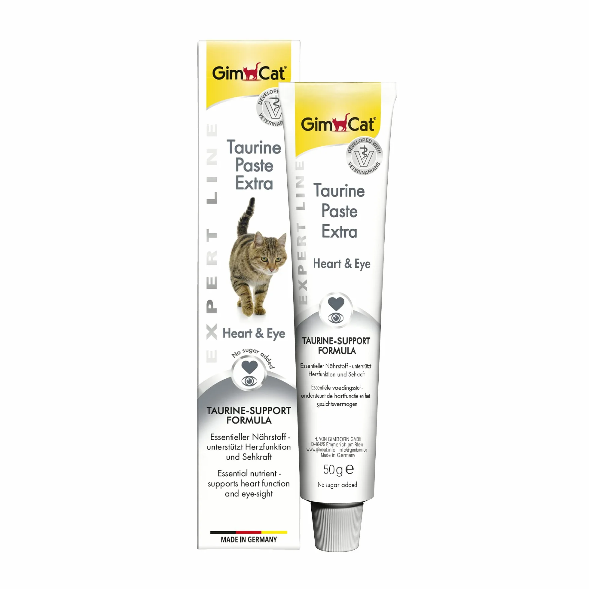 GimCat EXPERT LINE Taurine Pasta Extra, Snack per gatti funzionale che rinforza la funzionalità cardiaca e la vista, 1 tubetto, 1 x 50 g