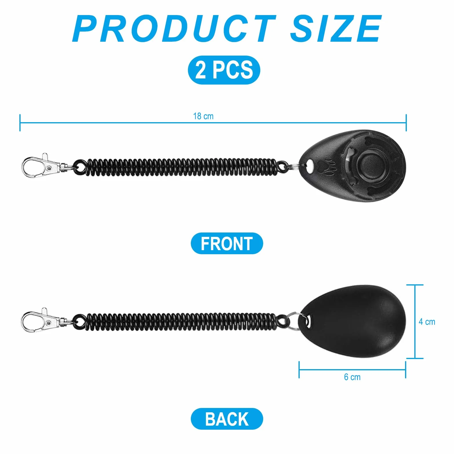 Aililong 2 Pezzi Dog Clicker - Addestramento Animali (Cani/Cuccioli/Gatti/Cavalli), Pulsante Grande, Materiali Alto qualità, Versatile