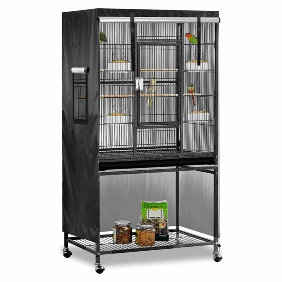 Zoegneer Copertura per gabbia per uccelli, 210D, impermeabile e antipolvere, in tessuto Oxford, per esterni, giardino, animali domestici, gabbia per piccoli animali, pappagallo, 97 x 60 x 130 cm