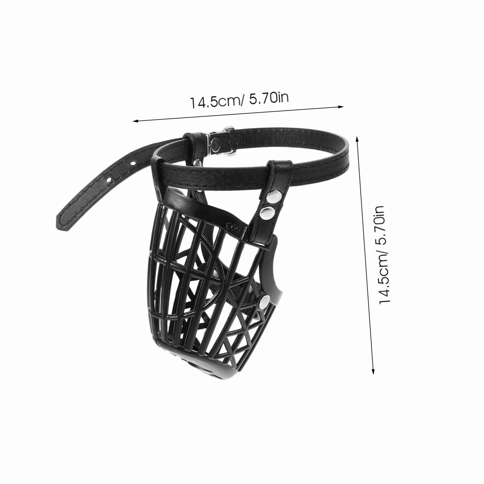 INOOMP Museruola per Cani in Plastica con Cestello Regolabile e Cinturino in Pelle Pu Nero, Set da 7 Unitá Anti-morso Traspirante per Cani e Animali Domestici