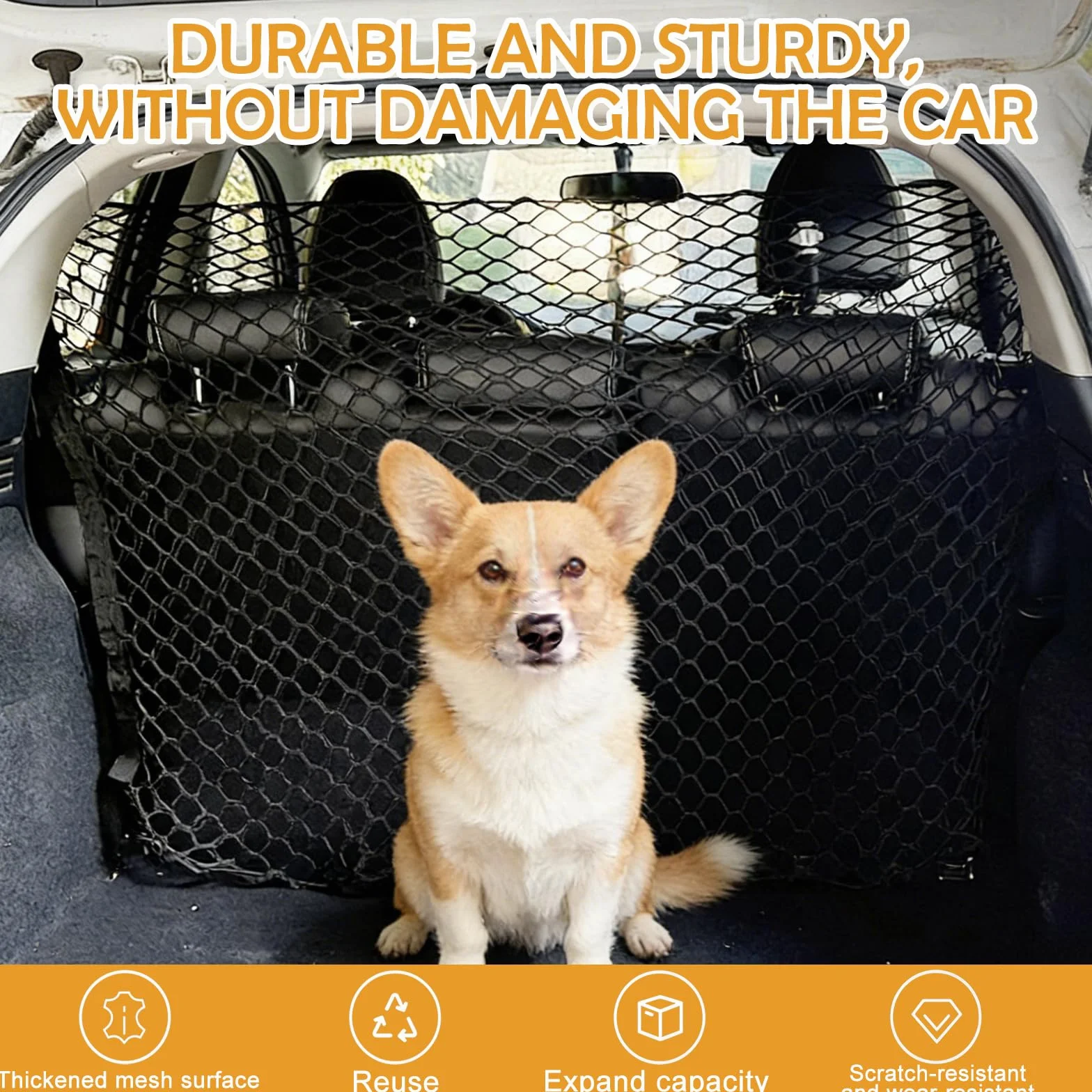 BAIFULAI 120 x 90 cm, griglia per cani a doppio strato, rete di separazione per il sedile posteriore, per camion, SUV e berline