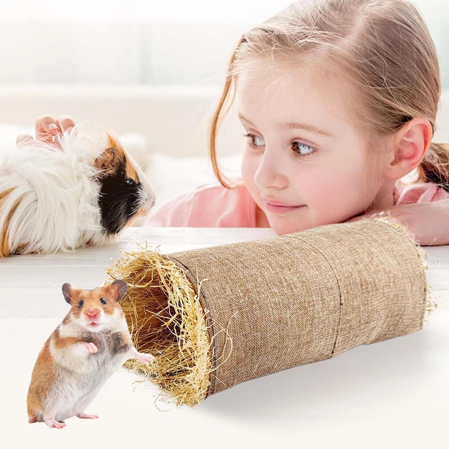 Rifugio per Conigli | Giocattolo Tunnel Naturale Sicuro - Tunnel di Gioco Intrecciato e Cuccia Accogliente per Animali Domestici in Casa e all'Aperto