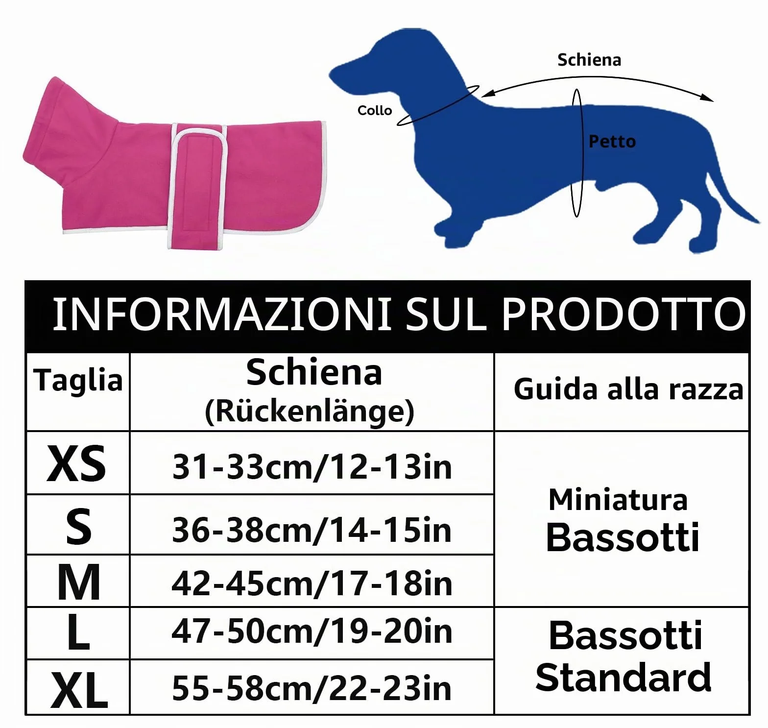 Geyecete -Invernale Cappotto per cane bassotti, con fodera in pile caldo, abbigliamento da esterni in pile polare per cani, con Foro per Imbracatura,Giacca per cani piccola y media-Rosa-S