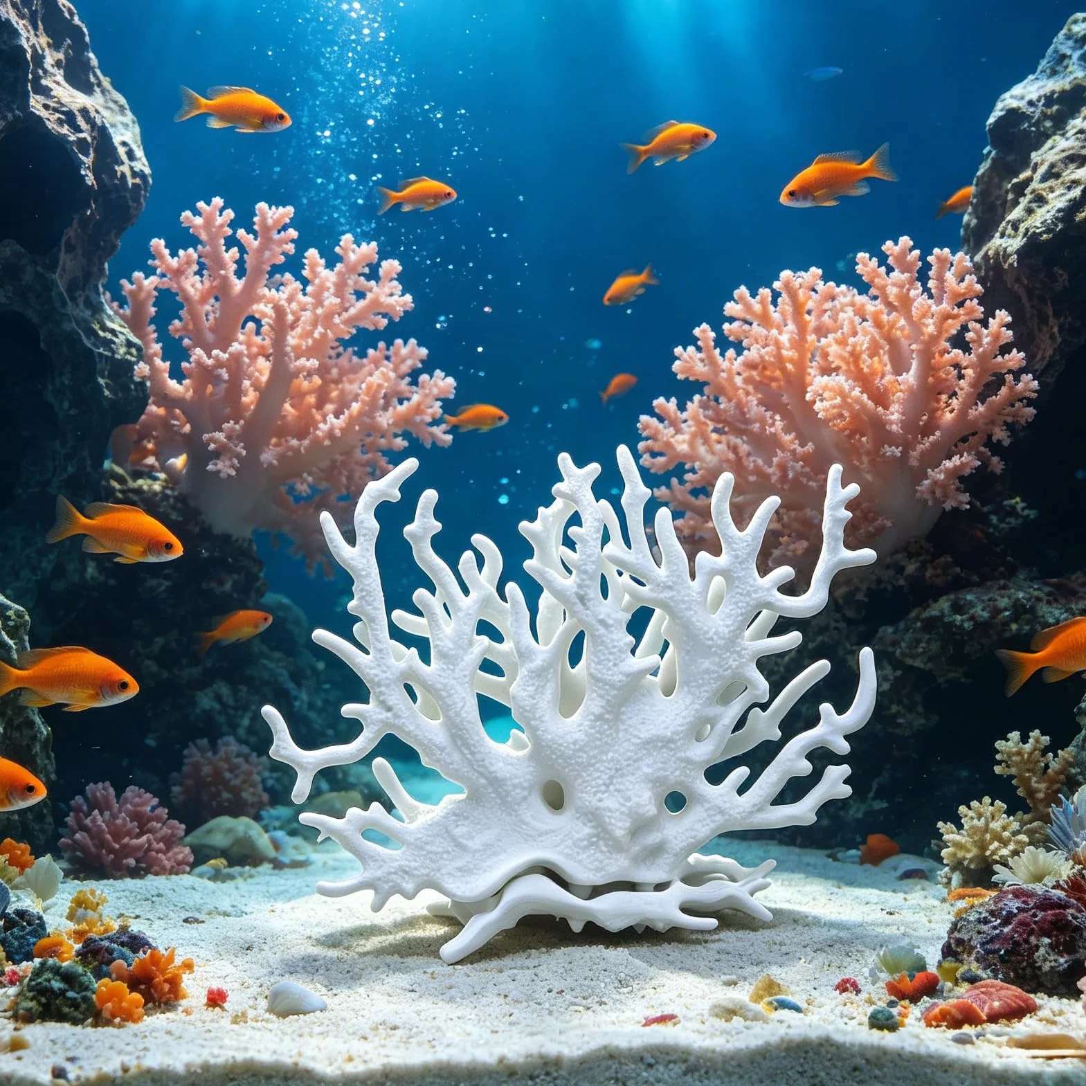 1 decorazione per acquario, corallo finto di gamberetti, acquario e pianta d'acquario, adatto per acquari di piccole e medie dimensioni (bianco)