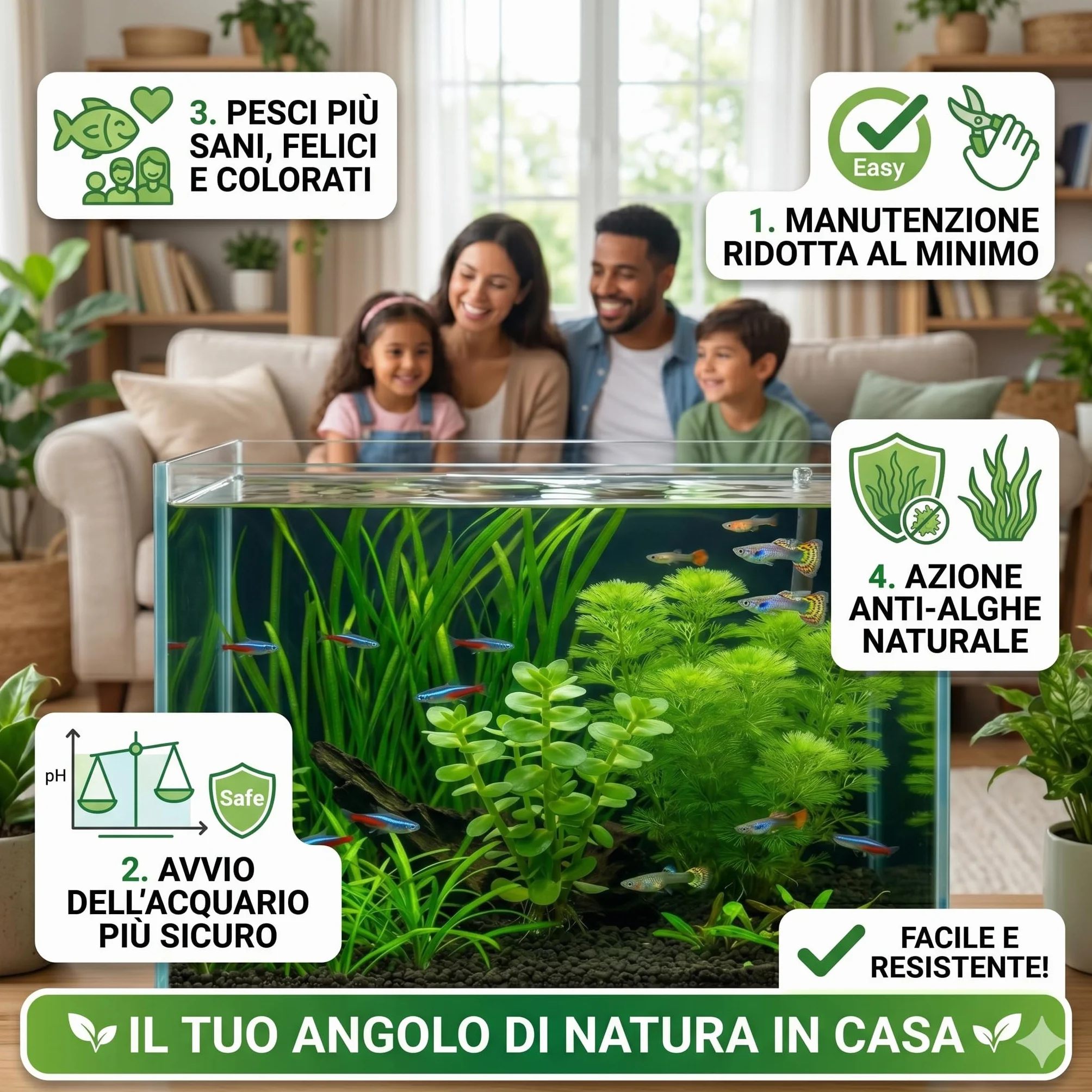 Set 3 Piante Vere Acquario: Vallisneria, Bacopa, Cabomba - Kit Piante Vive per Pesci d'Acqua Dolce, Facili da Coltivare e Ideali per Principianti in Ogni Acquario