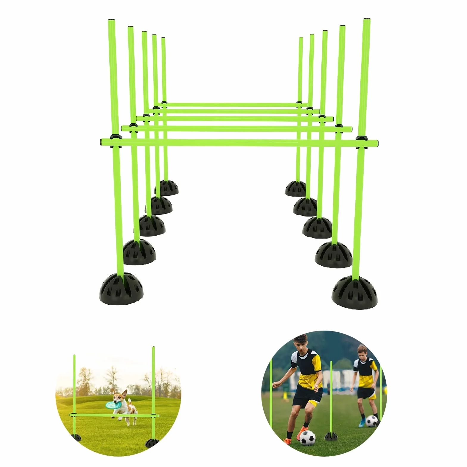 LZQ Set di aste per saltare Agility, esercizi di salto, dribbling e agilità, ideale per sport di club o scuola, verde
