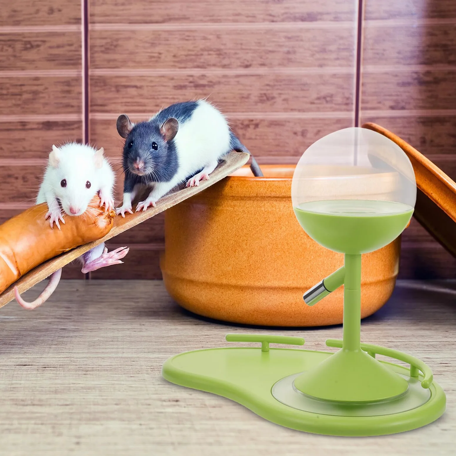 SHINEOFI Abbeveratoio per Piccoli Animali Contenitori per Bere Mangiatoia di Perdite Base Anti-rovesciamento Meccanismo Anti-goccia Adattabile per Gabbia e Vasche per Conigli Criceti