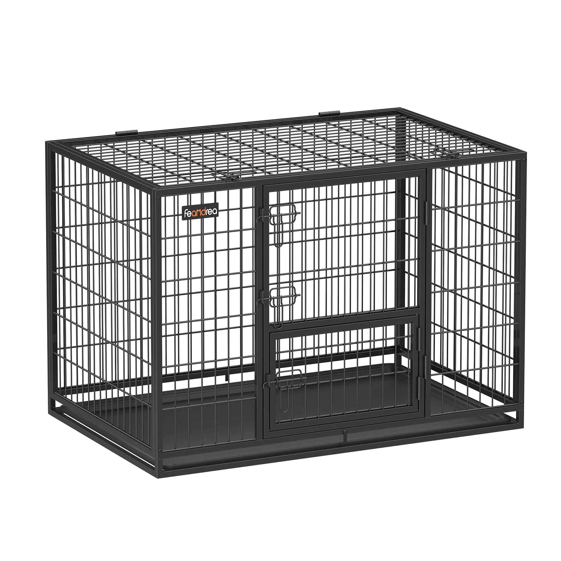 Feandrea Gabbia per Cani, Casetta per Animali, 107 x 70 x 75 cm, per Cani di Taglia Media e Grande, Doppia Porta Rimovibile, XL, Nero PPD001B01