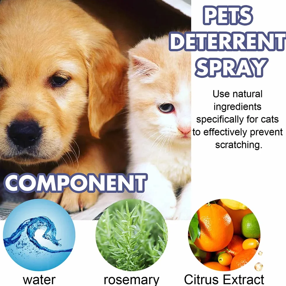 Spray AntiGraffio,Spray AntiGraffio Gatto,Spray AntiGraffio Gatti Divano,Protegge i Mobili,Spray Addestrativo per Allenare Il Comportamento degli Animali Domestici,50 ML