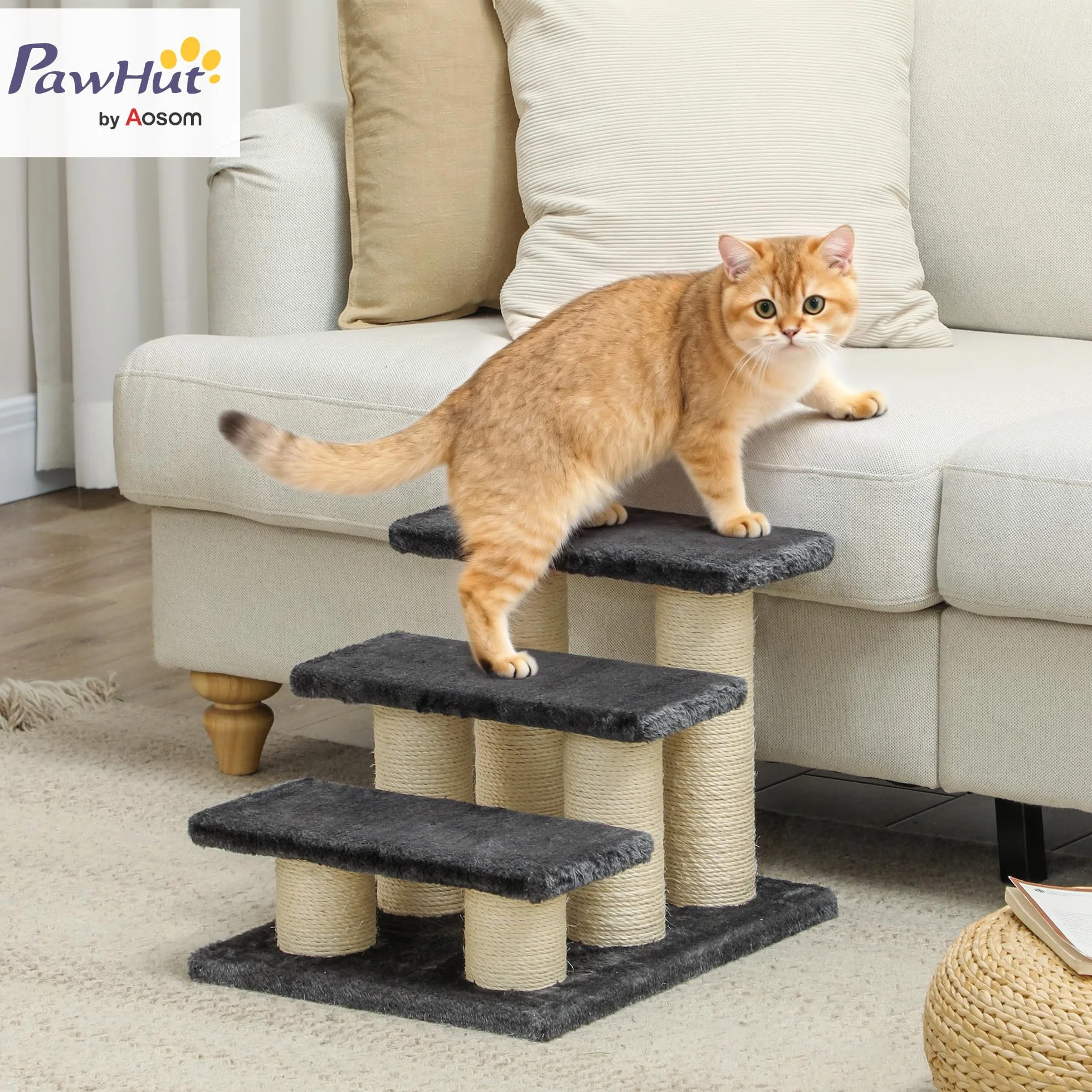 PawHut® Scale per gatto e cane, 3 Livelli, Grigio, Modello 4