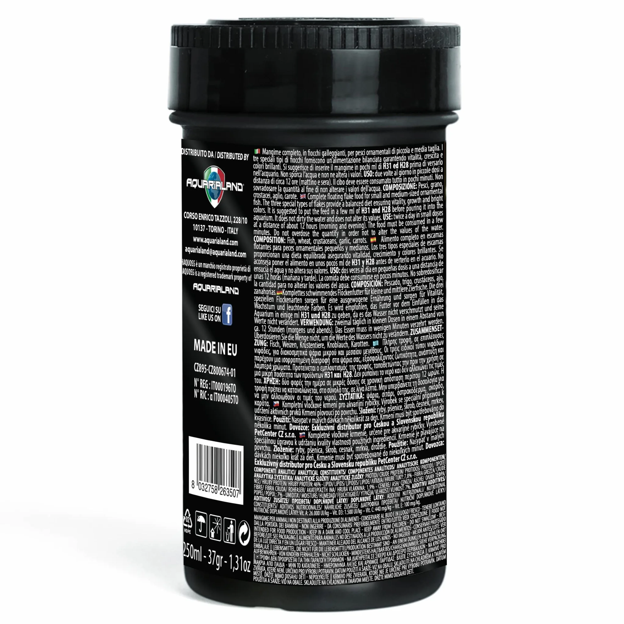 Haquoss Baseflake Mangime in Scaglie per Pesci Tropicali, 250 ml/38 gr