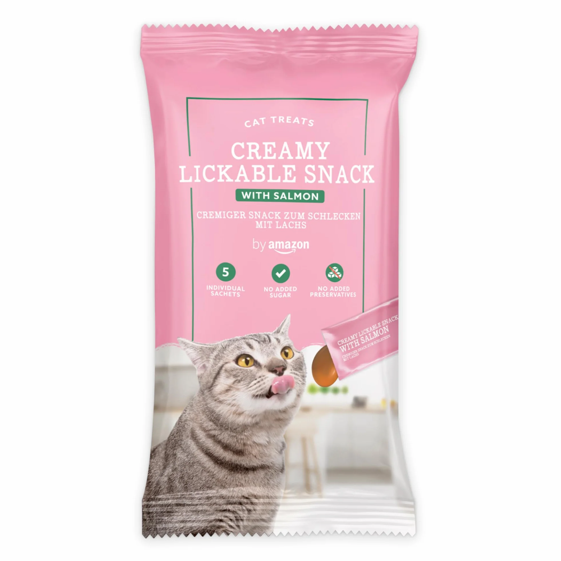 Amazon Snack leccabile per gatti, salmone, 5 x 15 g, 75 g