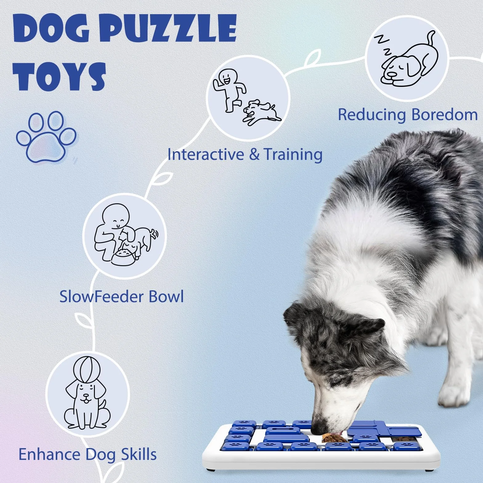 Giocattolo Intelligente Per Cani, Contro La Noia Con Suoni Squittenti, Giocattolo Per Premi, Addestramento Del Qi, Lavabile, Per Cani Di Piccola Taglia Di Tutte Le Taglie,Blu