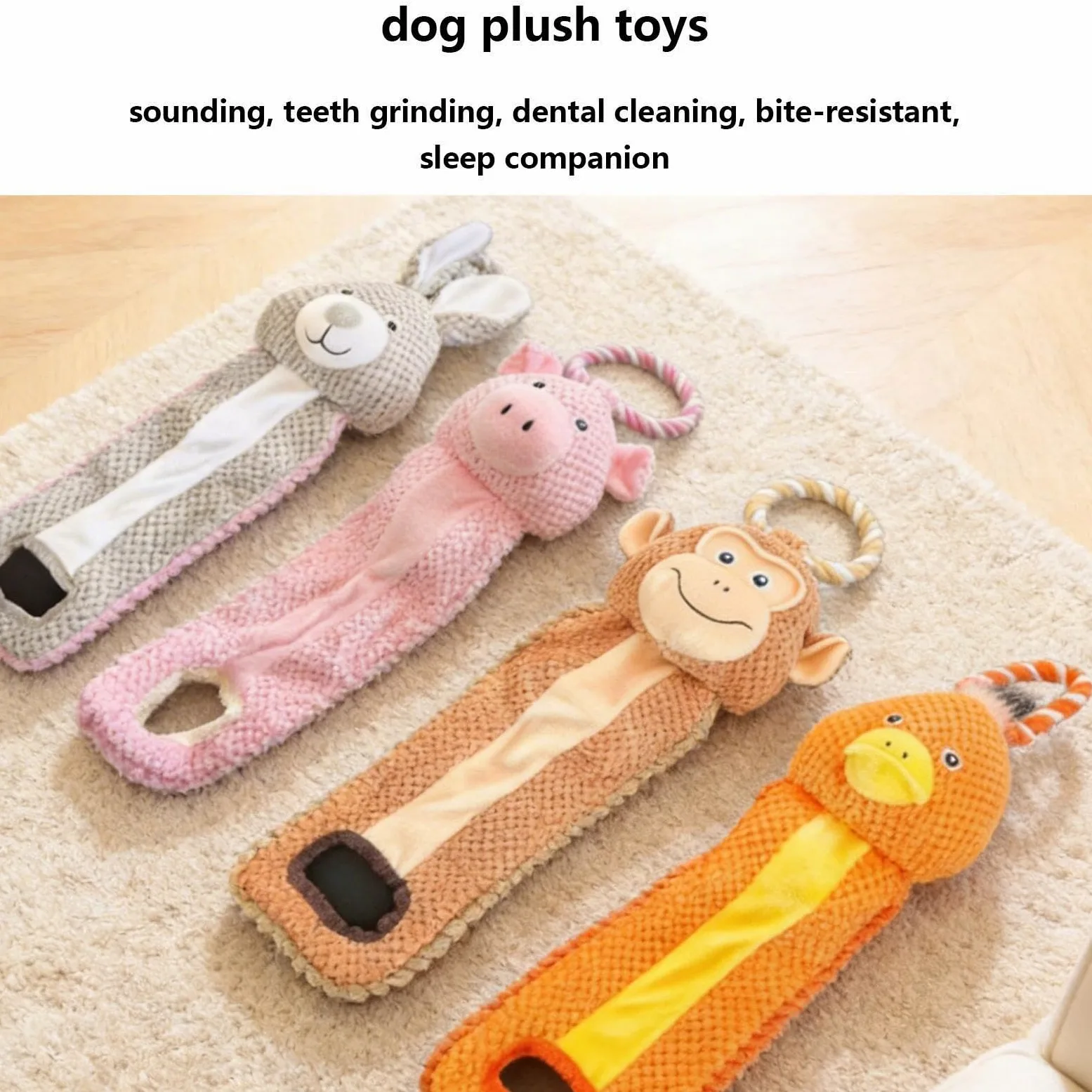 Giocattoli masticabili per cuccioli in fase della dentizione 4 Pezzi | Giocattoli di masticazione robusti in peluche imbottito per cuccioli Per addestrame
