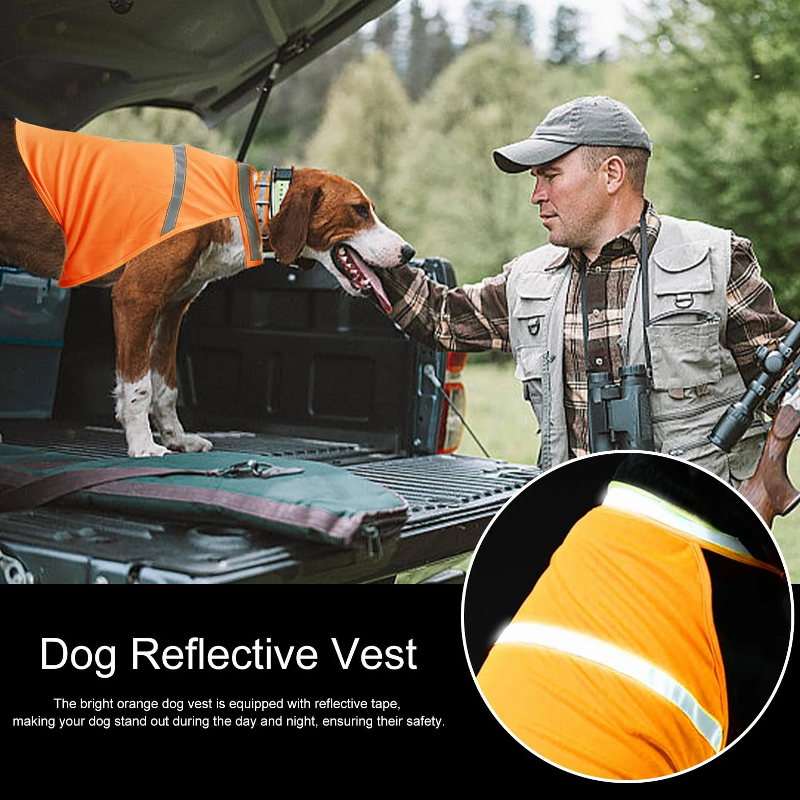 Gilet di sicurezza per cani - Gilet fluorescente traspirante per visibilità del cane, riflettente regolabile,Forniture per animali domestici comode e leggere per attività all'aperto, caccia, passeggia