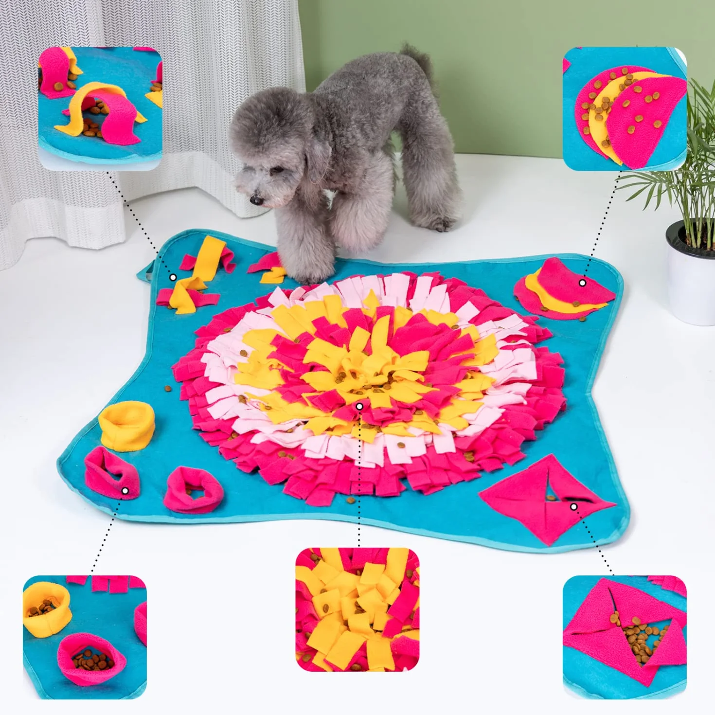 Nobleza - Sniffing Mat Tappetino Olfattivo Cane, Giochi Attivazione Mentale Cane, Tappeto Cani Giochi intelligenza, Tappetini Puzzle per Addestramento Cani Lavabile Interattivi, 70 * 70CM