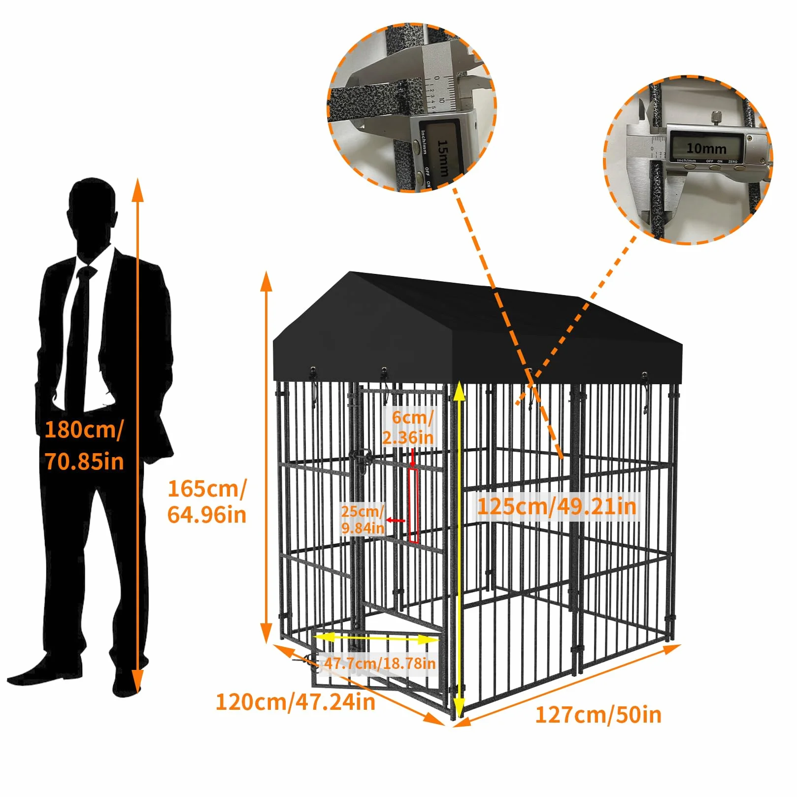 Grande Kennel Gabbia Canile per cani esterno con Copertura Impermeabile Protezione UV Pali in Metallo