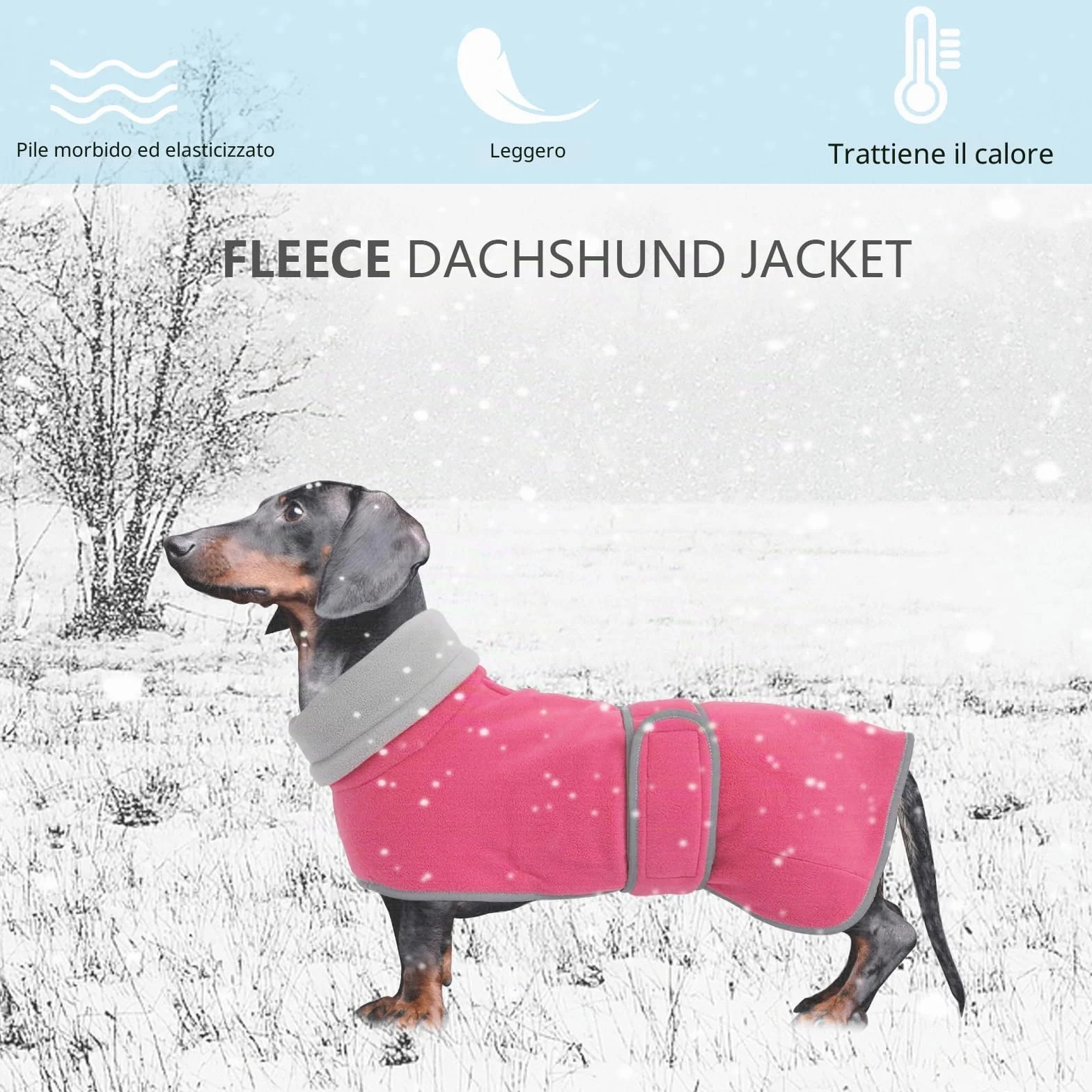 Geyecete -Invernale Cappotto per cane bassotti, con fodera in pile caldo, abbigliamento da esterni in pile polare per cani, con Foro per Imbracatura,Giacca per cani piccola y media-Rosa-S