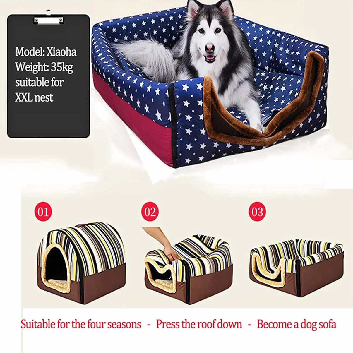Cuccia per Cani Extra Large, Lussuosa Cuccia per Cani di Taglia Grande, XL Cuccia per Cani Grande Letto per Cane Rifugio per Gatti per Cani di Taglia Grande e Media, Interno Esterno (XL(75