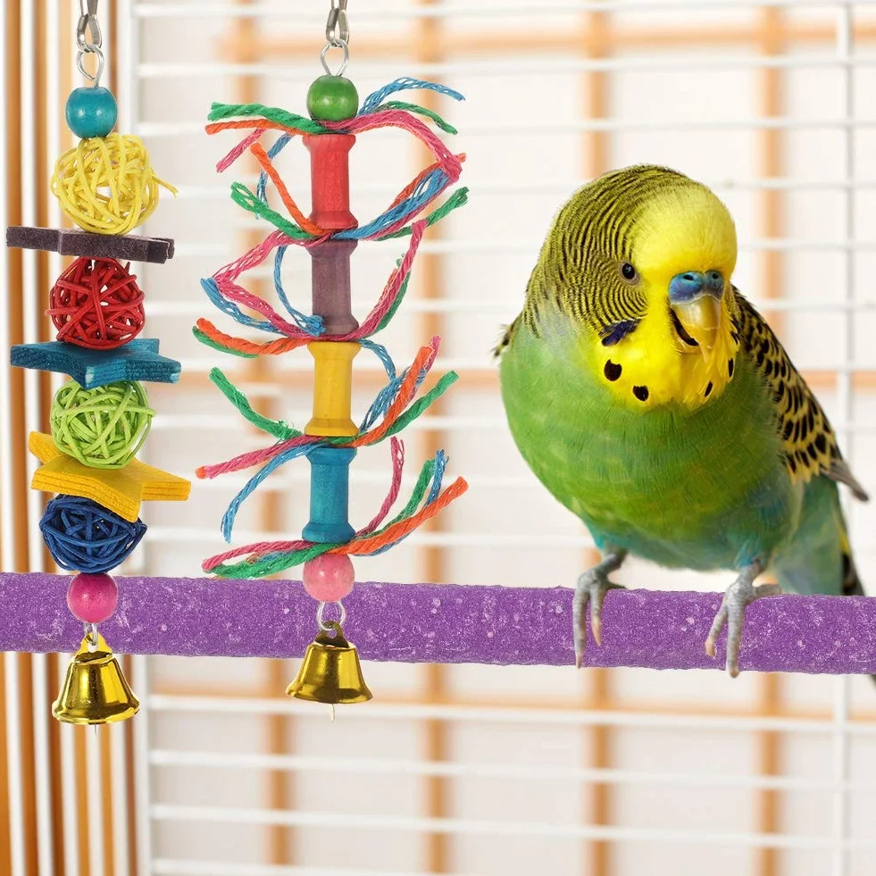 5 Pezzi Posatoi Pappagalli Giochi per Pappagalli Uccello Giocattolo di Masticare Domestico Piattaforma Pulizia della Zampa Giocattoli di Pappagallo