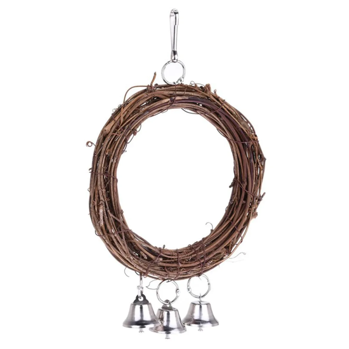 Angoily 2pezzi Altalena Per Uccelli Rattan Con Campanelli e Pervinca Legno Giocattolo Per Pappagalli e Parrocchetti Casuali