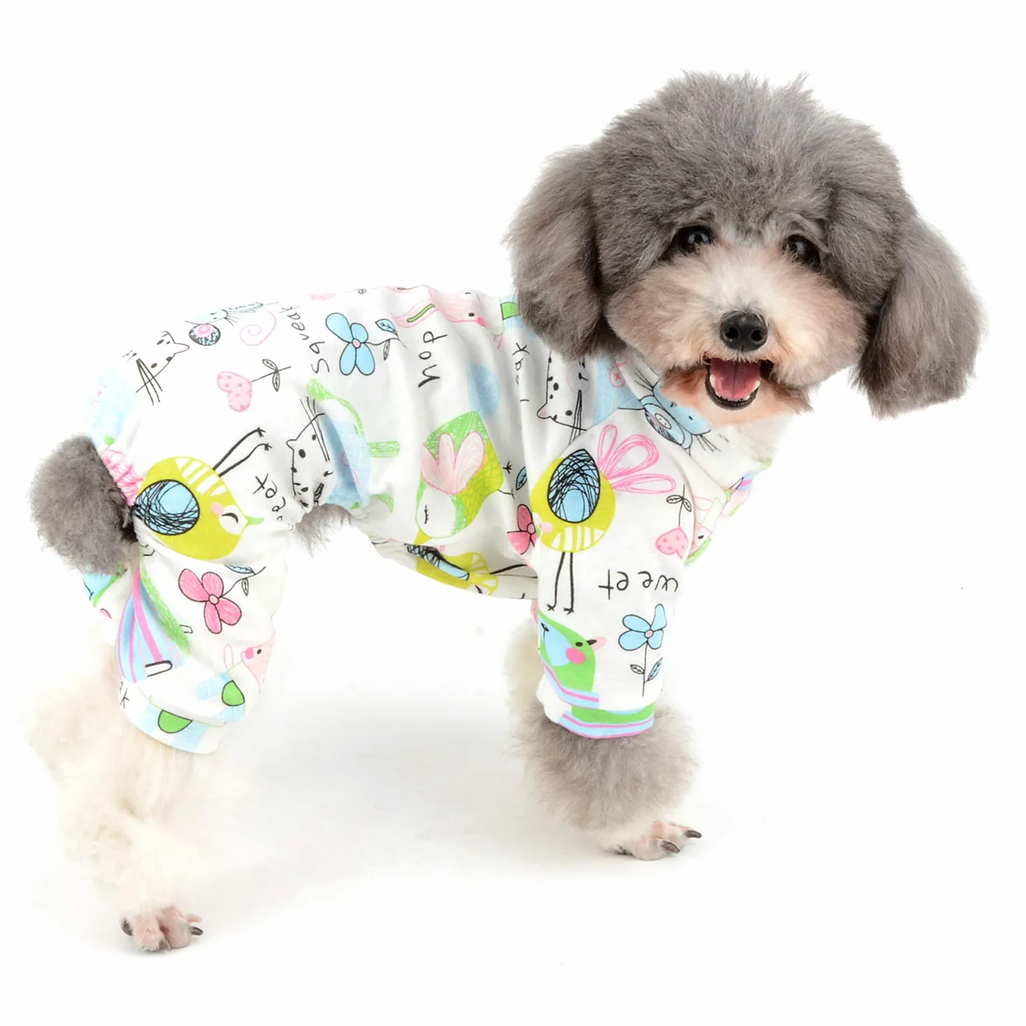 Zunea - Tuta per cani di piccola taglia, in cotone, motivo papere, copre le quattro zampe, unisex, per cani, gatti altri piccoli animali domestici