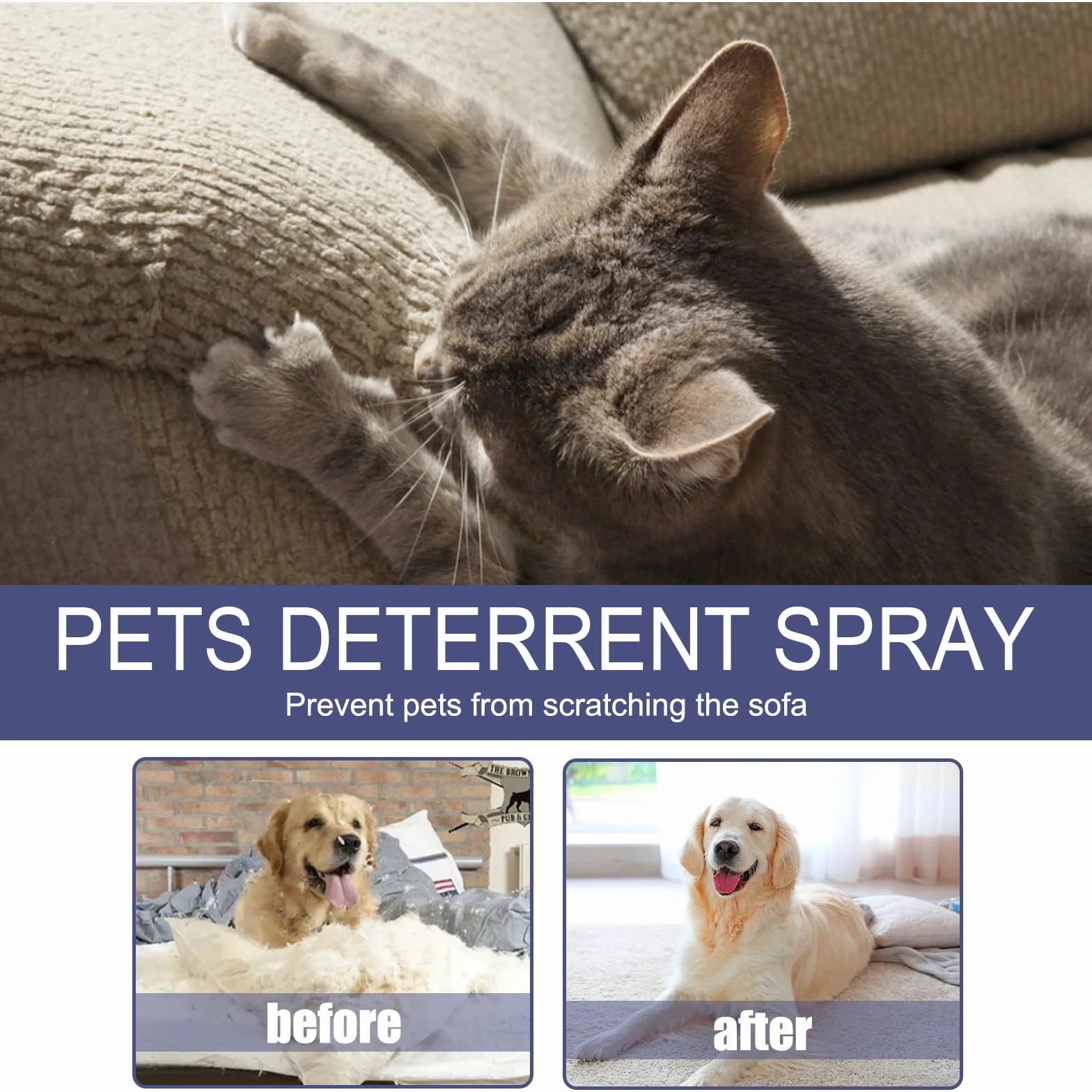 Spray AntiGraffio per Gatti,Gatto Anti Scratch Spray,Spray Anti-Masticazione,Spray AntiGraffio Gatti Divano,Gatti Cani Spray Amaro,Naturale Efficace Cane Anti Scratch Spray