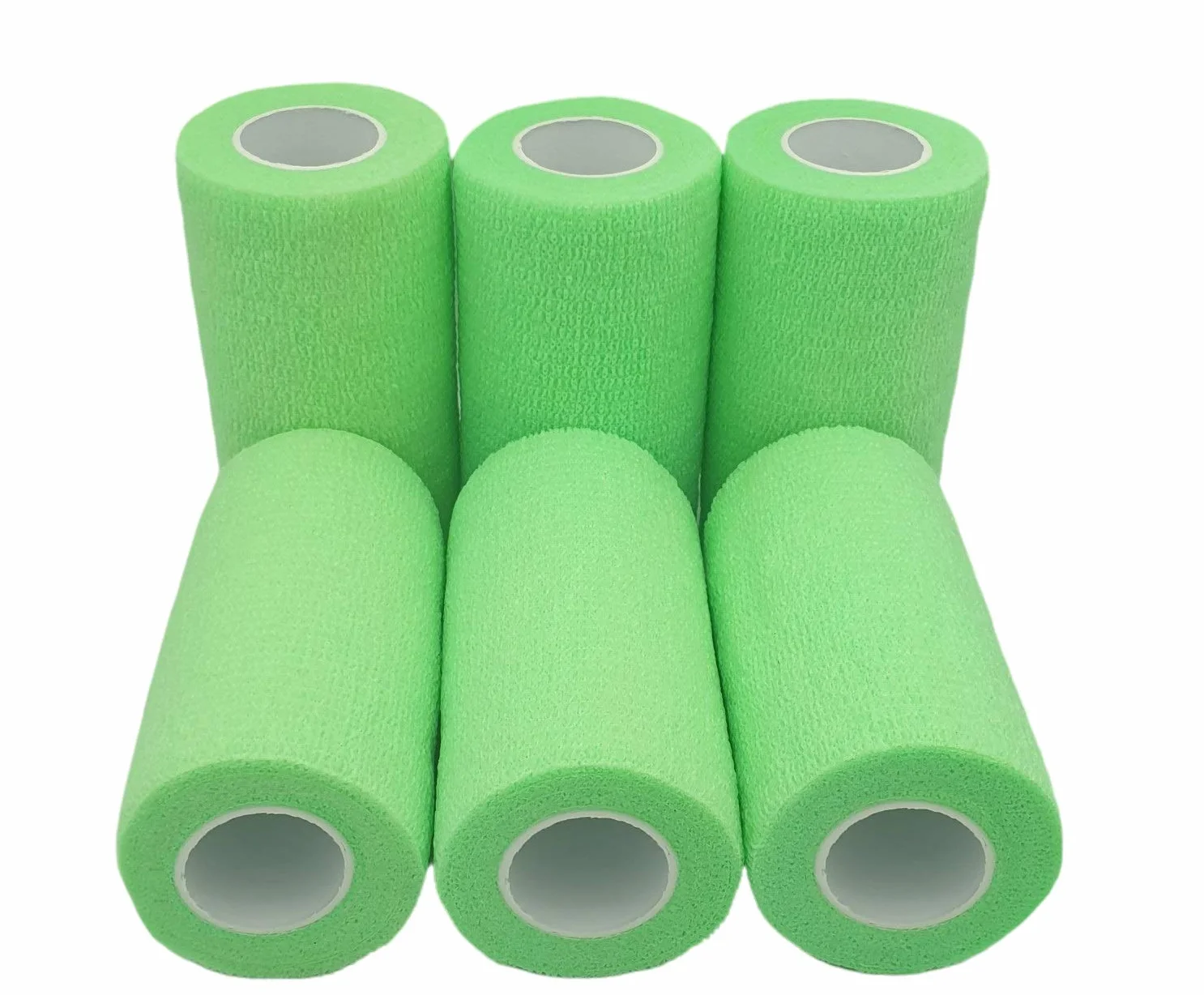 PintoMed Bendaggio Coesivo 6 x VERDE NEON garza elastica 10 cm x 4,5 m autoadesiva flessibile bende Confezione da 6