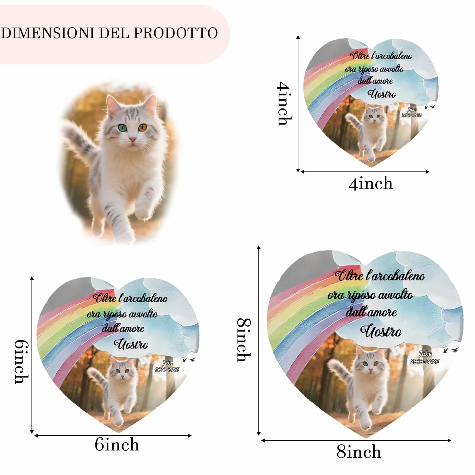 Targa Commemorativa per Gatti con Foto Pietra Tombale Personalizzata Regalo Condoglianze Perdita Animale Decorazione Giardino Style F
