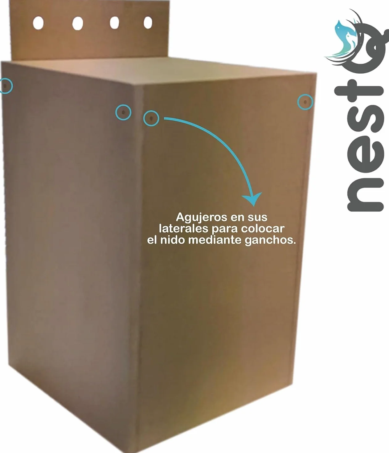 Nido Verticale di Legno con Trucioli - Ideale per Ninfali, Caique, Cacatua, e Pappagalli di Taglia Media - Dimensioni M 30 x 21,5 x 20,5 cm - Nido per Uccelli Resistente e Sicuro - Buona Ventilazione