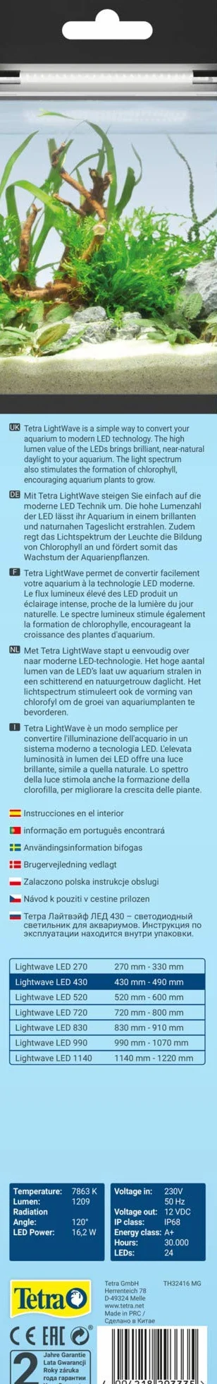 Tetra LightWave Single Light 430 - Illuminazione a led per l'estensione del set Tetra LightWave Complete