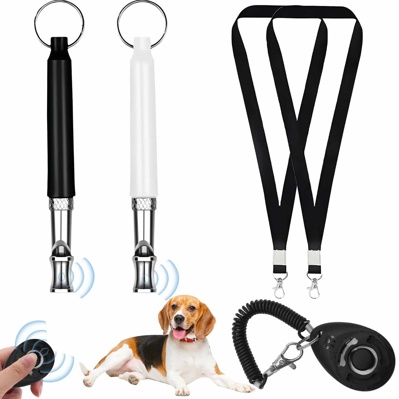 Fischietto Ultrasuoni per Cani con Clicker Fischietto per Cani con 2 Cordini Forte e a Lungo Raggio Fischietto per L'addestramento del Cane Adatto per la Maggior Parte delle Razze
