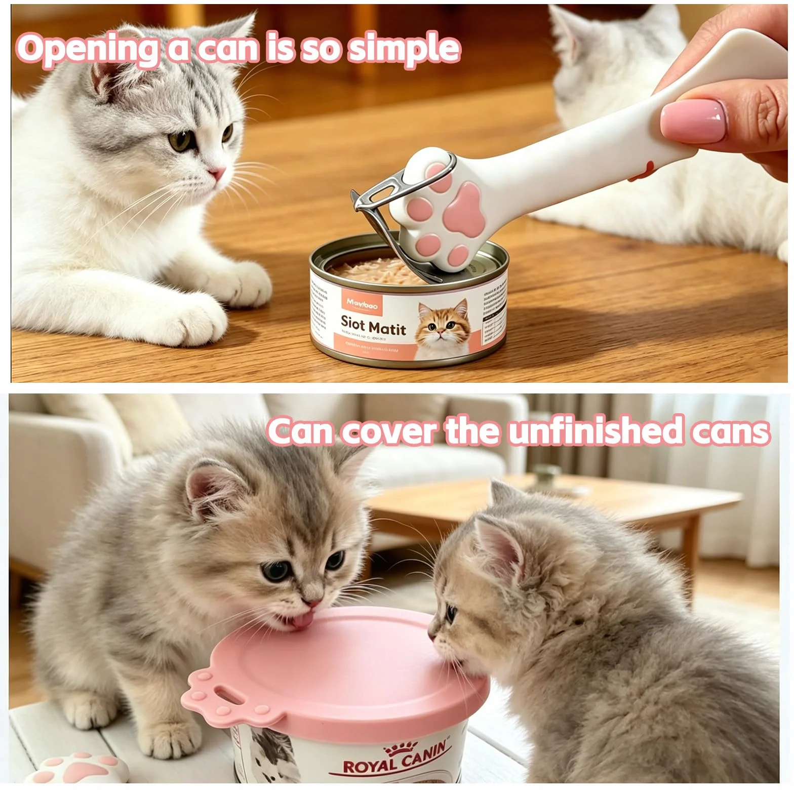 4 Pezzi Coperture per Lattine per Animali, Forma di Zampa Carina per Cucchiaio, Coperchi per Scatolette di Cibo per Cane Gatto
