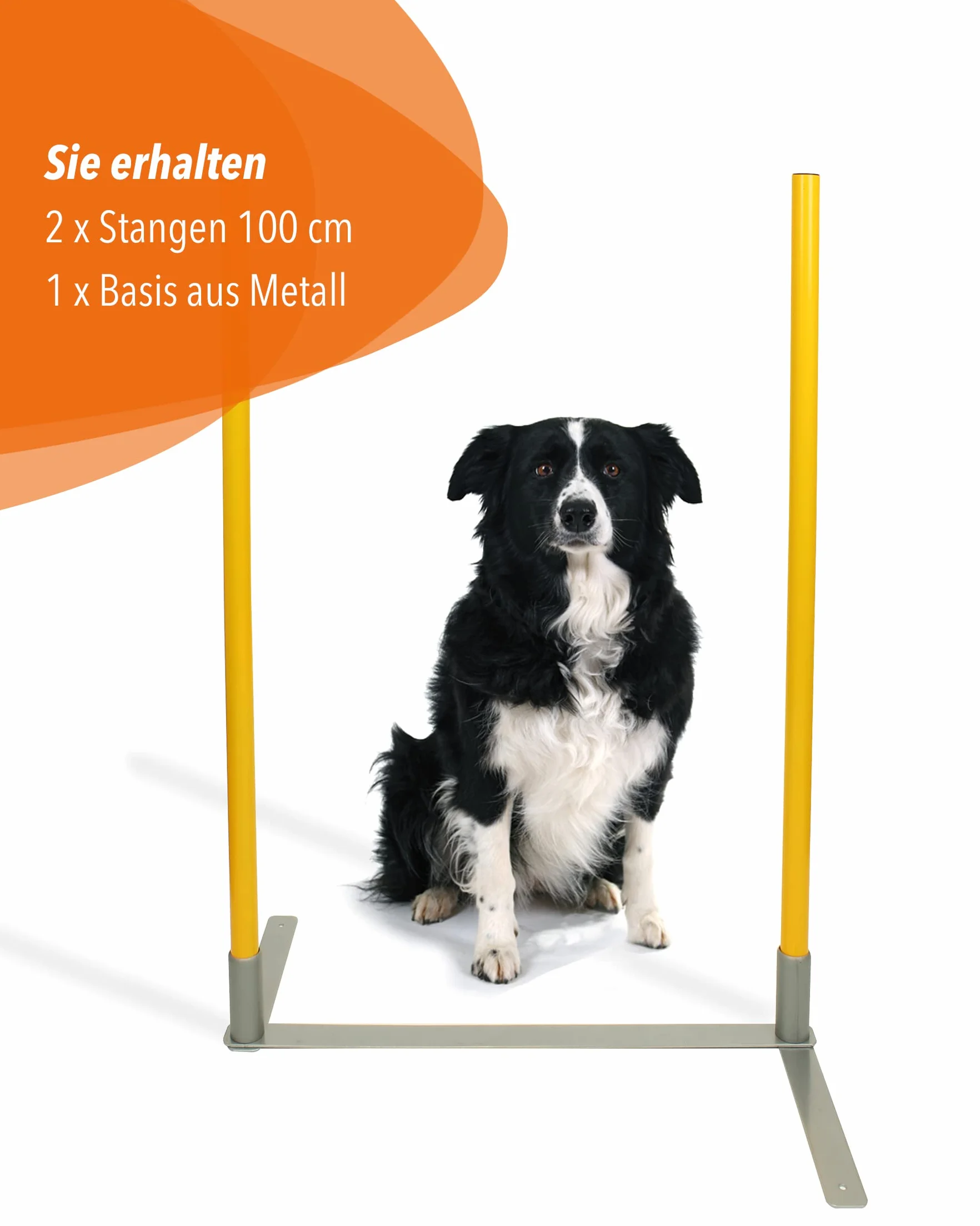 2by2 Weave Poles - Giallo - Set di 2 aste per slalom Agility con base in metallo - per allenamento e costruzione di parcours-espandibili e mobili