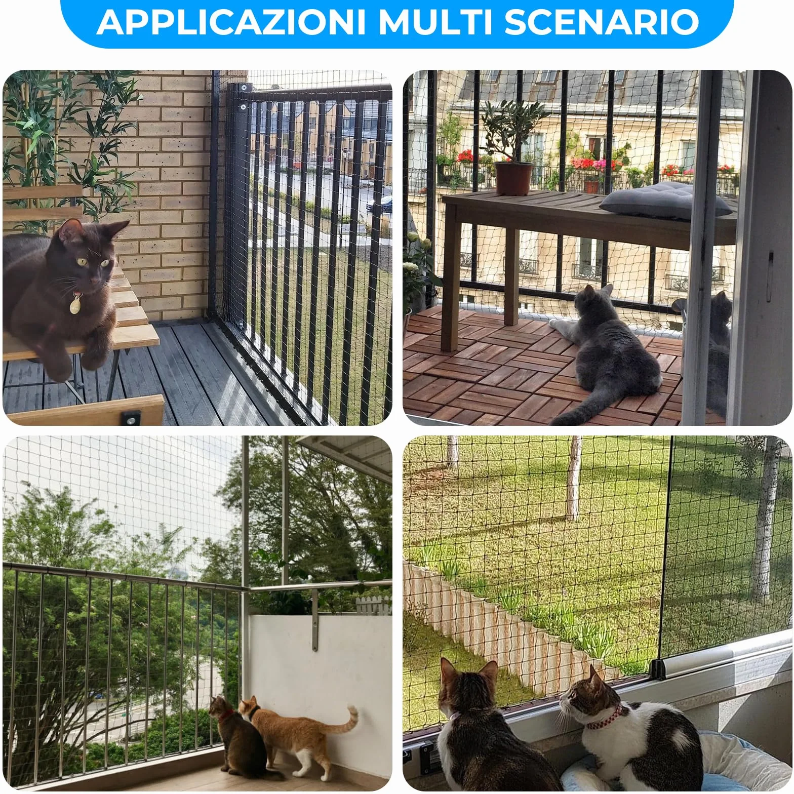 Rete per Gatti per Balcone e finestre, Rete Protettiva per Balcone, Rete da Balcone per Gatti, Rete Protettiva Trasparente per Gatti per balconi e finestre (10x3m)
