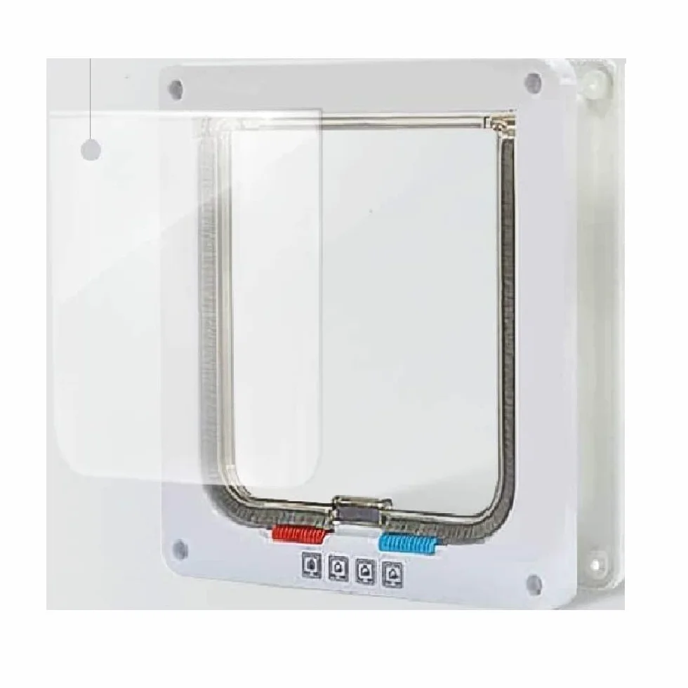 Gattaiola Porta Portina per Gatti Cani, Entrata e Uscita Controllabile, Materiale ABS (Bianco)