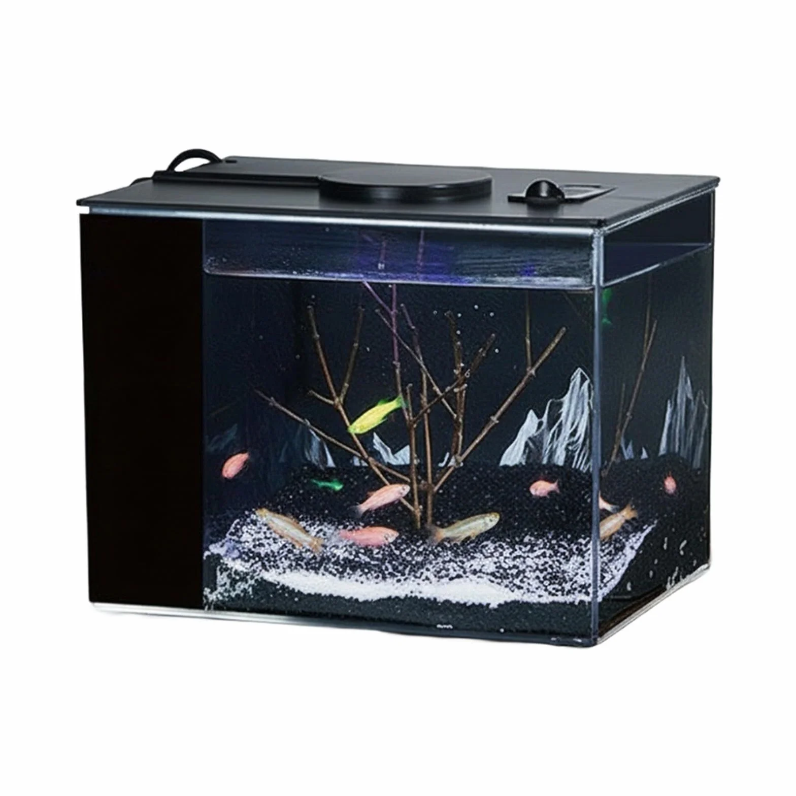 Acquario con pompa filtrante da 160 l/h, autopulente, con luce LED, modello da tavolo per la casa, compatto, 20 x 15,5 x 15 cm (S)