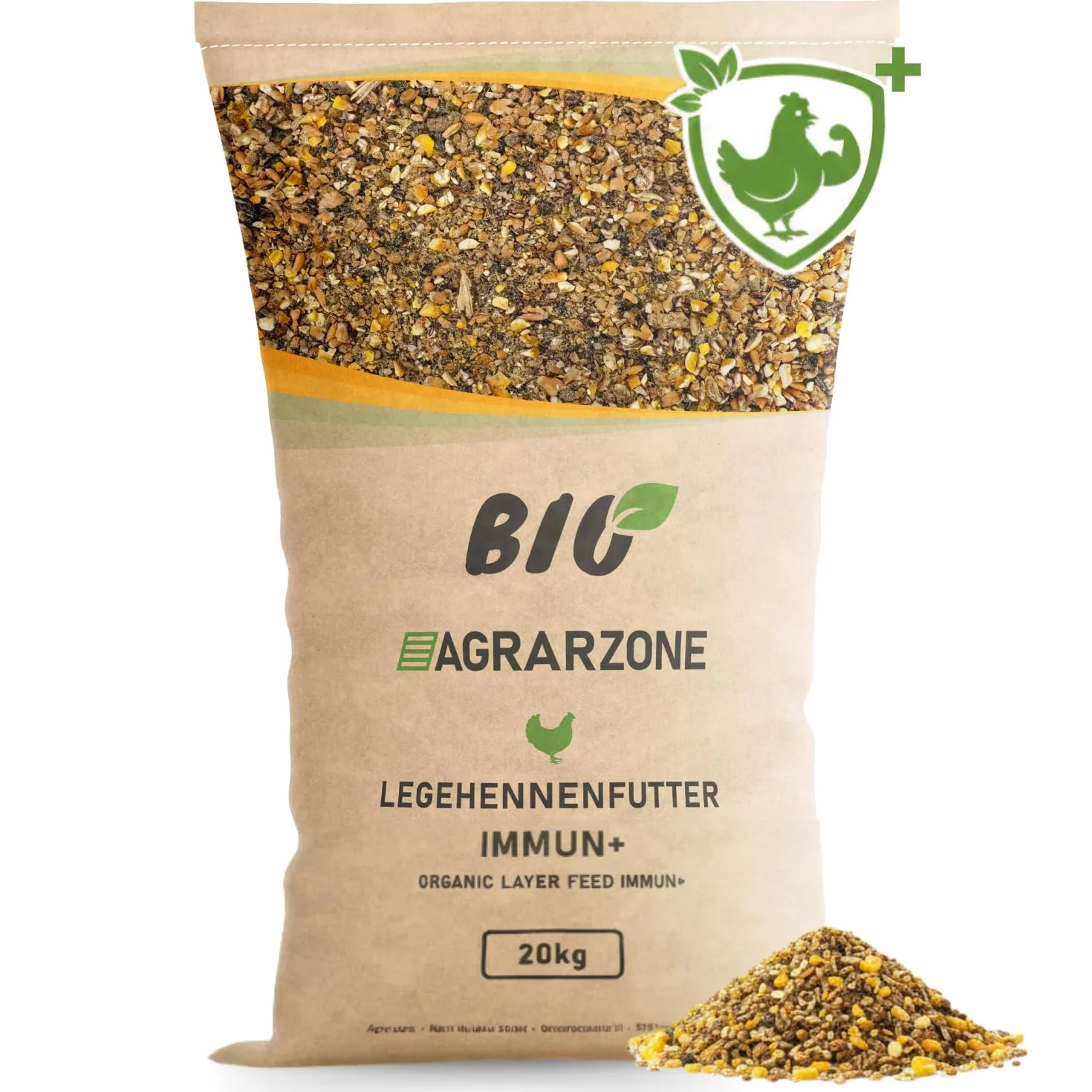 Agrarzone BIO Mangime per Galline Ovaiole Immun+ 20 kg - Protezione Naturale Acari & Parassiti - Sistema Immunitario Forte - Premium Austria Senza OGM