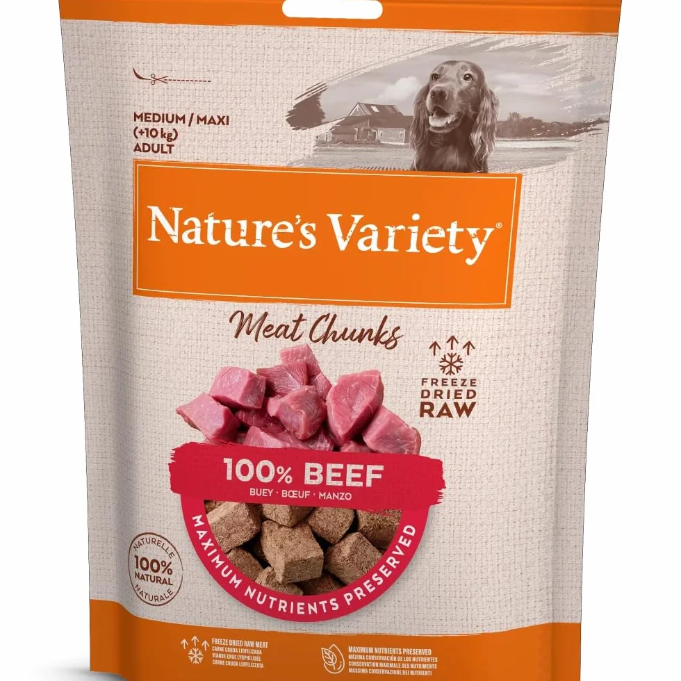 Nature's Variety - Freezed Dried - Secchi liofilizzati di carne di manzo disossata per cani - 50 g