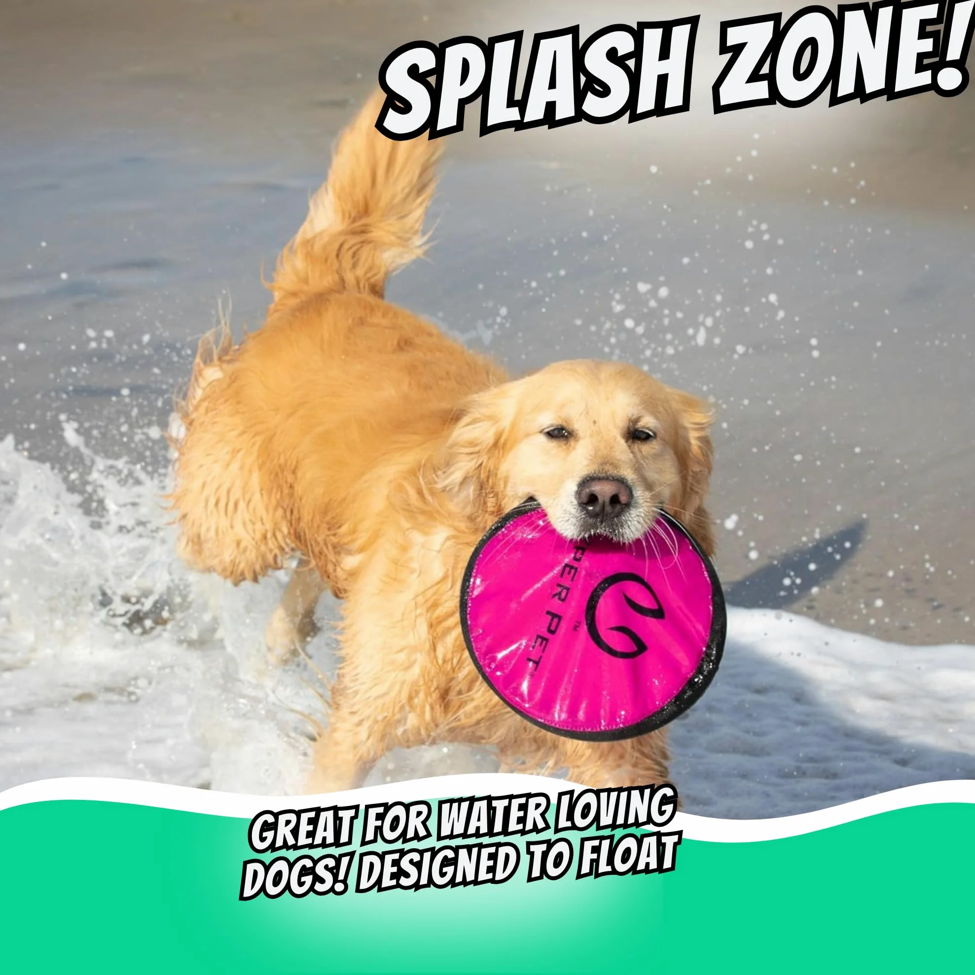 Hyper Pet, Flippy Flopper, Frisbee per cane, giocattolo per animali, galleggia in acqua ed è sicuro sui denti, confezione da 2, colori variabili