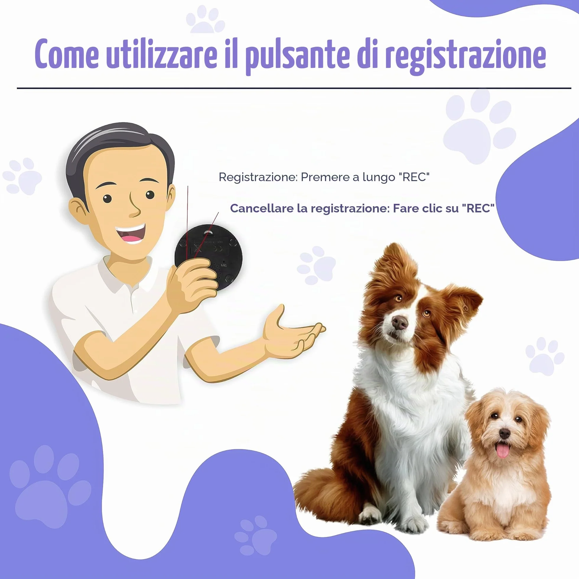 SUHSAI cicalini registrabili per Animali Domestici Buzzer per Cane con Funzione di Registrazione di 30secondi Strumento di Comunicazione per Animali Pulsante per Cani e Gatti-Confezione da 4