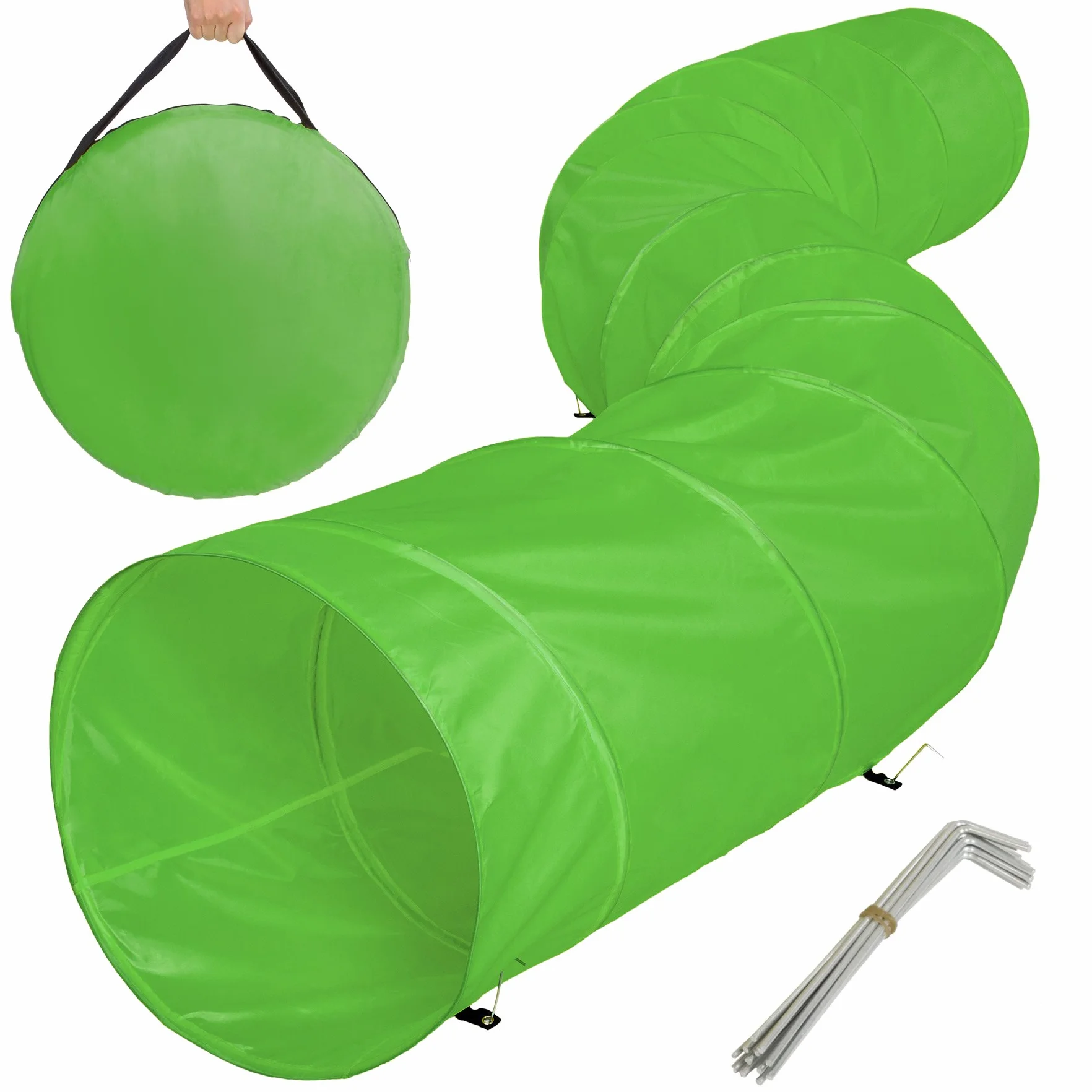 TecTake XXL agility dog tunnel per cane cani 500x60cm gioco addestramento - disponibile in diversi colori - (Verde | no. 401226)
